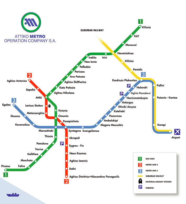 mapa metra ateny